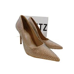 Schultz Lou Crystal Nubuck & Rhinestones Pumps  sz 8 M (B) Light Nude